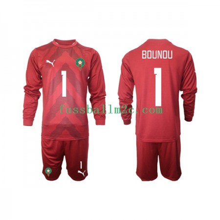 Fußballtrikots Marokko Yassine Bounou 1 Torwart Kinder Heim Trikotsatz 2022 Langarm Fußballtrikots Marokko Yassine Bounou 1 Torwart Kinder Heim Trikotsatz 2022 Langarm